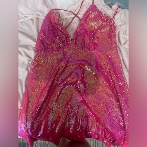 Sequined hot pink dress